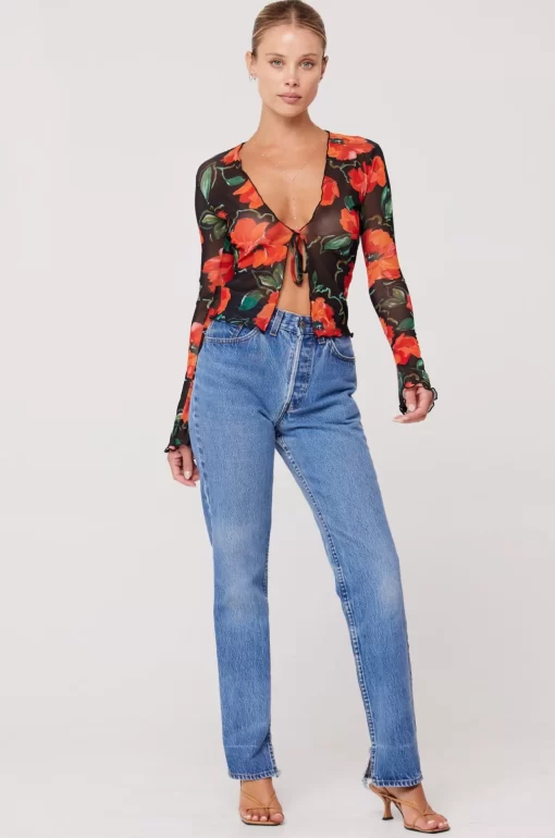 Clearance Aliyah Mesh Top In Poppy Women Tops