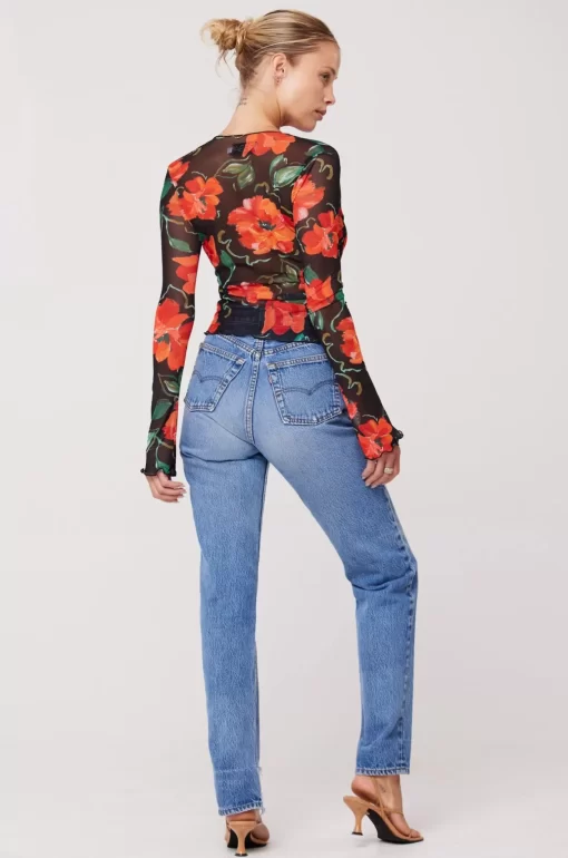 Clearance Aliyah Mesh Top In Poppy Women Tops