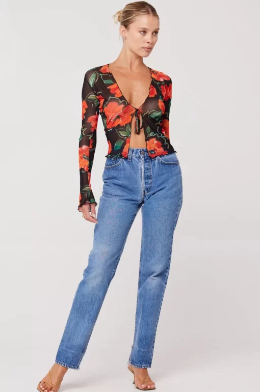 Clearance Aliyah Mesh Top In Poppy Women Tops