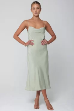 Shop Berri Slip In Sage Women Dresses