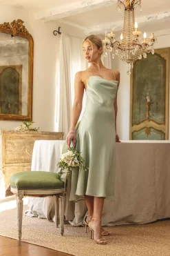 Shop Berri Slip In Sage Women Dresses