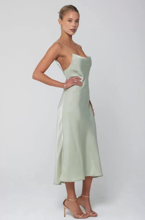 Shop Berri Slip In Sage Women Dresses