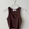 Cheap Ozzy Tank In Brown Women Tops