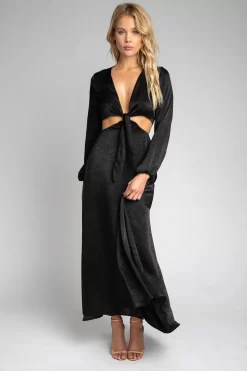 Cheap Noelle Maxi Dress - Black Maxi Dress With Sleeves Women Dresses