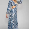 Online Noelle Maxi Dress - Capri Blue & White Maxi Dress With Sleeves Women Dresses