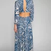 Online Noelle Maxi Dress - Capri Blue & White Maxi Dress With Sleeves Women Dresses