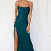 Clearance River Slip In Emerald Women Dresses