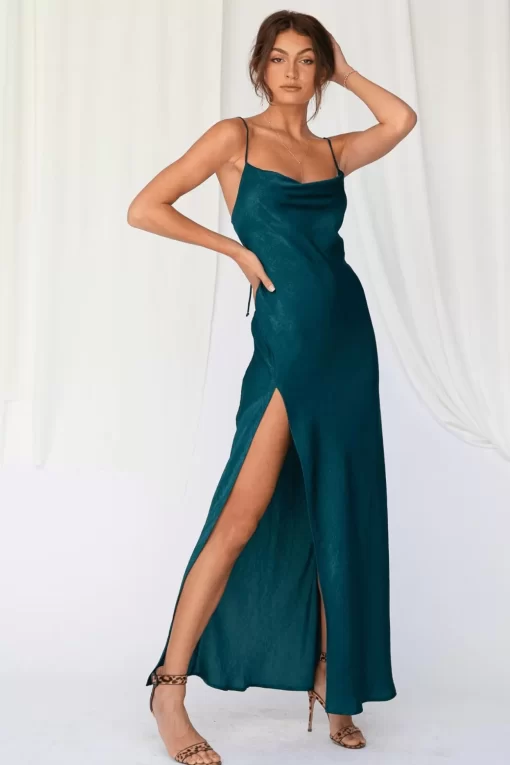 Clearance River Slip In Emerald Women Dresses