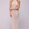 Online Sky Halter In Natural Women Dresses